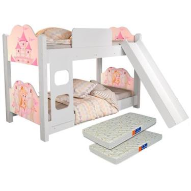 Imagem de Beliche Infantil Princesa com Escorregador com Colchão - Loja Tigo