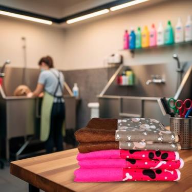 Imagem de Kit com 5 Toalhas de Banho Pet Splash – Toalhas Ultra Absorventes e Confortáveis (3 Pink + 2 Marrom)