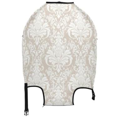 Imagem de Joisal Capas de bagagem para protetor de mala vintage branco floral veia antiarranhões capa de terno acessórios de viagem manga mala, Veia floral branca vintage, L, Fits 26-28 Inch Case, Capa de mala