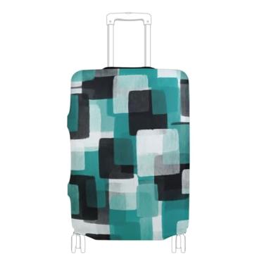 Imagem de Joisal Capa de mala retrô azul-petróleo fofa protetora de bagagem essencial para férias capa de terno P, serve para capa de 45 a 50 cm, Azul-petróleo retrô, XL 29-32 in, Capa de mala