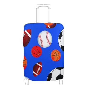 Imagem de Joisal Capa protetora de bagagem, capa fofa de proteção, bolas esportivas, bolas de futebol, azul, presentes de viagem, manga de bagagem, P, serve para capa de 45 a 50 cm, Bolas esportivas azuis, M 22