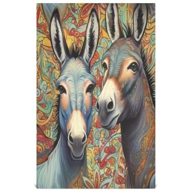 Imagem de Joisal Engraçado Burro Misterioso Vintage Bonito Chá Toalha de Mão Decorativa Toalhas de Prato para Cozinha para Secar Pratos Absorventes Secagem Rápida 45 x 71 cm, 4 Pacotes