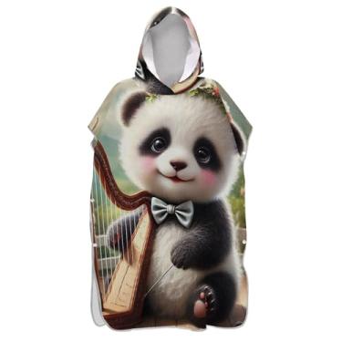 Imagem de TSENQUE Lindo panda estampa animal poncho de surfe trocador adulto absorvente masculino poncho com capuz toalha de natação