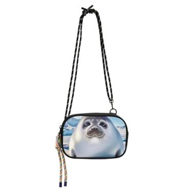 Imagem de Bolsas pequenas transversais femininas bolsa de telefone carteira feminina selo bonito bolsas de animal polares bolsas de ombro bolsas de ombro