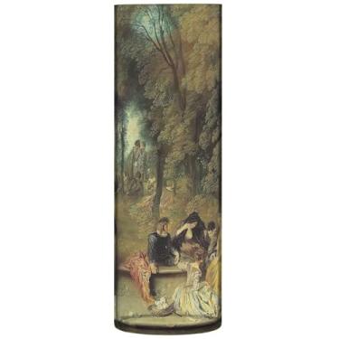Imagem de Vaso de flores cilíndrico para mesa Antoine Watteau, pintura de arte, bonito, vaso alto, plástico, vasos exclusivos personalizados para decoração de casa, 30 cm x 9,9 cm