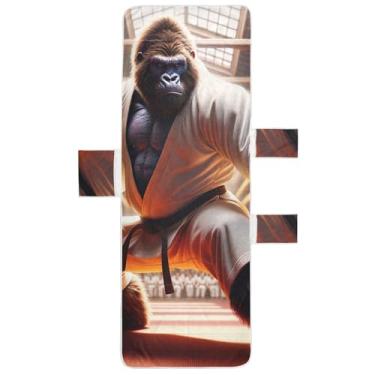 Imagem de Gorilla Karate Capa de toalha de espreguiçadeira engraçada para espreguiçadeira de piscina, espreguiçadeira de praia ao ar livre, 203 x 76 cm