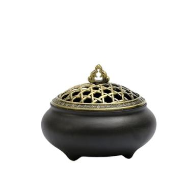 Imagem de porta-vara de incenso Queimador de incenso cerâmica ideal para defumar, queimar, fins rituais e decoração(Preto)