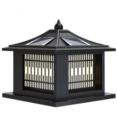 Imagem de CMOLVUR Luz de coluna chinesa IP65 Lanterna impermeável e à prova de chuva estilo industrial lâmpada de rua oca super brilhante luzes de pilar ao ar livre para jardim villa pátio (uma cor-30 cm)