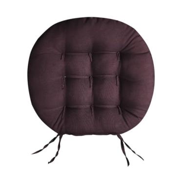 Imagem de Almofada Futon Redonda para Assento de Cadeira 40x40 cm com 9 Furos – Almofada Decorativa Espessa para Sala Quarto e Escritório (Marrom)