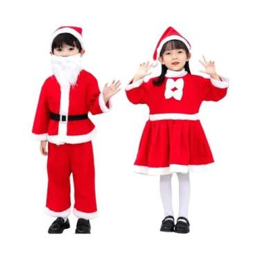 Imagem de Fantasia De Natal Infantil Do Papai Noel Vermelho Com Chapéu E Acessór