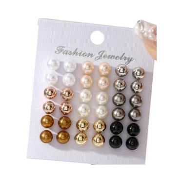 Imagem de Conjunto De Brincos De Pérola Coloridos Para Mulheres, Joias De Moda M