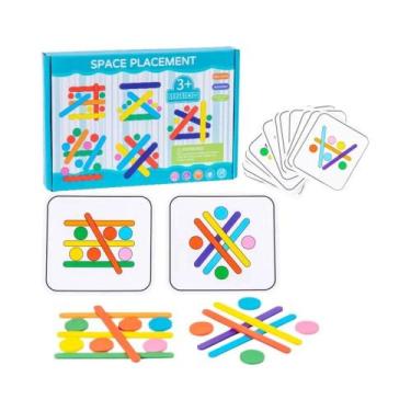 Imagem de Brinquedo Educativo Colorido Montessori Bastão Arco-Íris Quebra-Cabeça