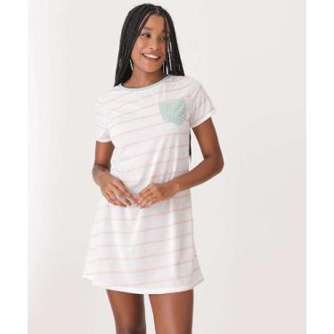 Imagem de Camisola Estampa Listrada Manga Curta Marisa-96012, Off white, M