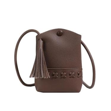 Imagem de Bolsa tiracolo para mulheres, homens, moda, bolsas de ombro, com zíper, casual, bolsa para celular, leve, para viagem, retrô, para presente, Marrom escuro, Casual