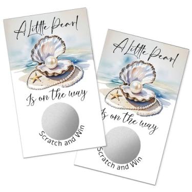 Imagem de TOUNER A Little Pearl Is On The Way Silver Scratch Off, Revelar Little Pearl, suprimentos temáticos de chá de bebê de ostra, jogos de loteria para mulheres e homens, raspadinhas de festa de