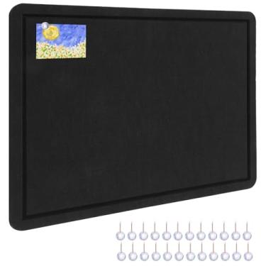 Imagem de Thboxes Quadro de avisos, 61 cm x 45 cm, quadro de cortiça dobrável, com 35 pinos, quadros de feltro decorativos para fotos, para paredes, escritório, escola, sala de aula, casa, quarto - preto