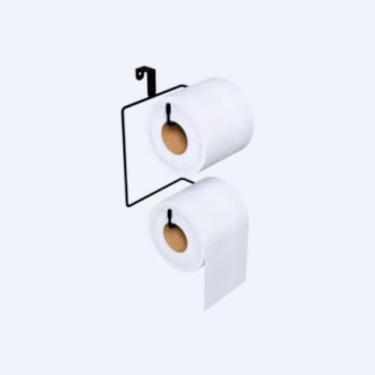 Imagem de Porta Papel Higienico，Acomoda Dois Rolos de Papel Toalha，Suspenso，Adequado para Pendurar ao Lado do Vaso SanitáRio ou na Cozinha para Armazenamento.(Duplo Preto)