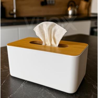 Imagem de Caixa portátil de bambu para lenços umedecidos, ideal para guardar lenços de papel, guardanapos e toalhetes umedecidos. (M - 16x13cm)