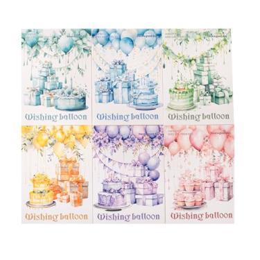 Imagem de 60 peças de adesivos de PET brilhantes com glitter de balão de desejo de fantasia requintada, adesivos decorativos de aniversário e feriado para scrapbooking, diário, artesanato DIY à prova d'água e