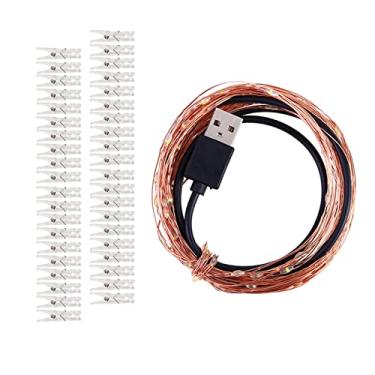 Imagem de Corda de Lâmpada com Clipes para Fotos 100 LEDs Luz Decorativa USB Pendurar Perfeito Decoração Festa Casamento Indoor Ambiente Romântico e Econômico e