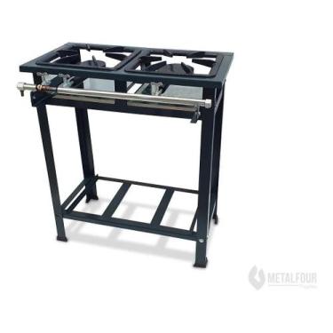 Imagem de Fogão Industrial 2 Bocas Baixa Pressão Perfil 5 Grelhas 30x30 Ferro Fu