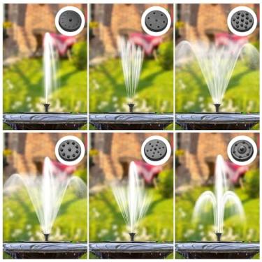 Imagem de CUOFYUNL Bomba solar para fonte de água externa 4W 5V Kit de painel solar 200L / H Taxa de fluxo Bomba solar externa com cabo de 5 pés 9 bicos 6 modos para banho de pássaros /