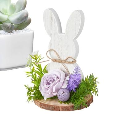 Imagem de Decoração de Páscoa em - Peça Central Animal para Mesa de Escritório | Com Laço E Decorações De Coelho Da Páscoa - Para Decoração De Primavera Interior Festival E Bandeira Em Camadas