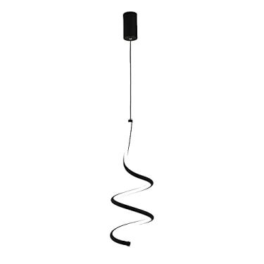 Imagem de Luminária pendente em espiral, luminária linear de metal com acabamento preto, lustre LED moderno - 15W, luminárias de cabeceira ultrafinas, luminárias pendentes minimalistas nórdicas para q