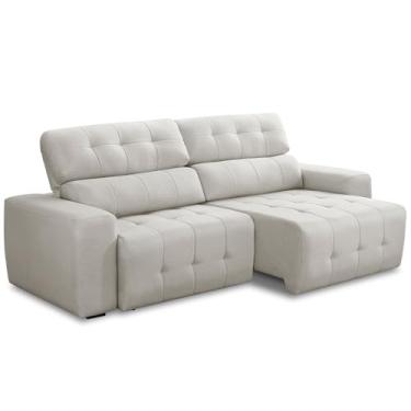 Imagem de Sofá 3 Lugares Retrátil Reclinável Para Sala de Estar 230cm Udine F04 Linho Cinza Claro - Lyam Decor