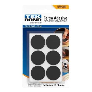 Imagem de Feltro Adesivo Redondo 30 mm Preto Tekbond