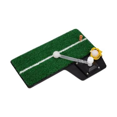 Imagem de menolana Aparelho auxiliar para treino de swing de golfe, fácil de montar, portátil, com ajuste de altura e rotação de 360° para uso interno e externo.