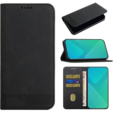 Imagem de EKESA Capa carteira para iPhone 13 Pro Max/13 Pro/13/13 Mini, capa flip magnética folio de couro PU estilo notebook retrô com suporte, capa protetora de corpo inteiro (cor: preto, tamanho: 13 mini 5,4 polegadas)