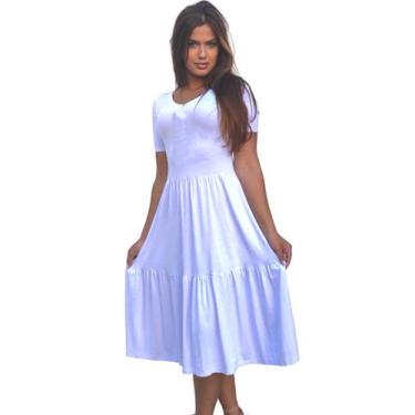 Imagem de Vestido Feminino Soltinho Viscolycra Midi Manga Curta 3 Maria, GG, Bra