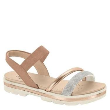 Imagem de Sandália Flatform Feminino Conforto Brilho Modare 7132.149 - Branco Off - 35-Feminino