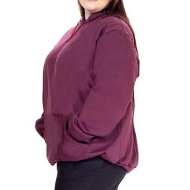 Imagem de Blusa Feminina Plus Size Moletom Canguru Grande Com Capuz Liso Cor:;Tamanho:G5;Gênero:Feminino-Feminino