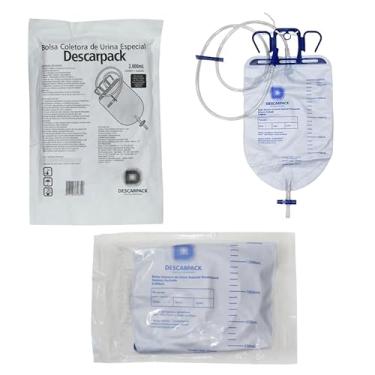 Imagem de Coletor de Urina Sistema Fechado 2000 mL, Sem Ponto de Coleta, Pacote com 5 Unidades