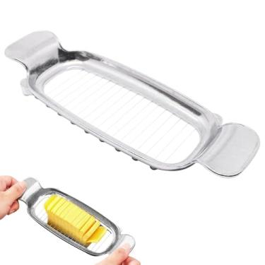 Imagem de SWZHAI Cortador de manteiga, fatiador de queijo de arame de aço inoxidável para queijo em bloco, cortador de manteiga com alça ergonômica para cortar manteigas, ovos - fatias de 1/4 polegada em média