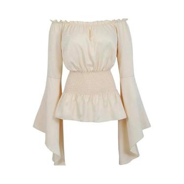 Imagem de Blusa Vintage Boho Pirata Steampunk Com Ombros Descidos Para Cosplay M
