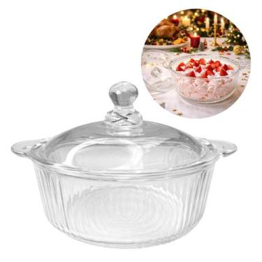 Imagem de Tigela Caçarola de Vidro Canelado 750 ml com Tampa - Fx
