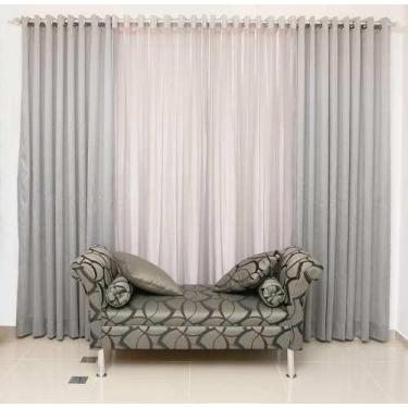 Imagem de Cortina Para Sala Rustica Bicolor Cinza 4,00x2,50  Admirare