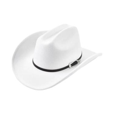 Imagem de Chapéu De Couro Vintage Unissex Estilo Western Com Aba Larga Para Home