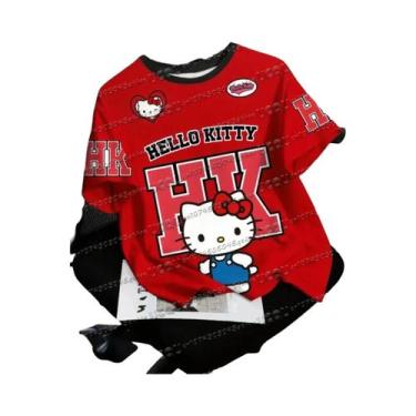 Imagem de Camiseta De Verão Estilo Hip-hop Com Estampa 3D Da Hello Kitty Para Me