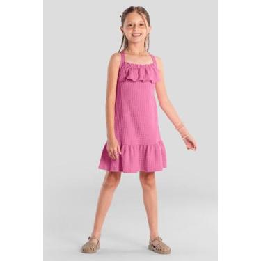 Imagem de Vestido infantil menina com babado Brandili, 4, Rosa