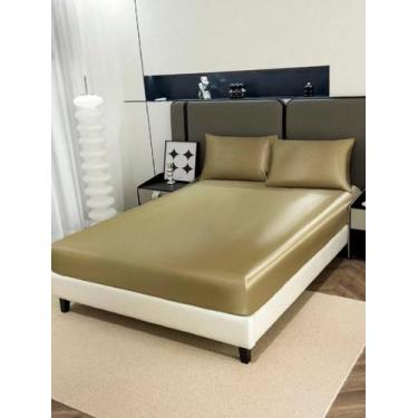 Imagem de Jogo De Lençol Casal Padrão Cetim Seda Alto Brilho 3 Peças - Confeccoe