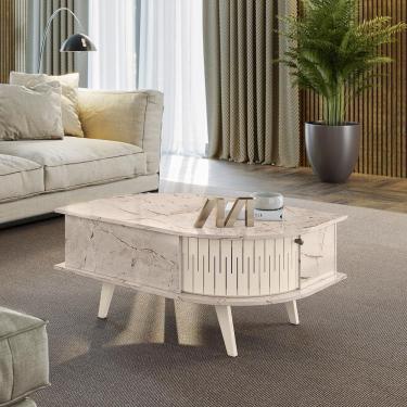 Imagem de Mesa de Centro 02 Portas Indianápolis Calacata Off White Madetec