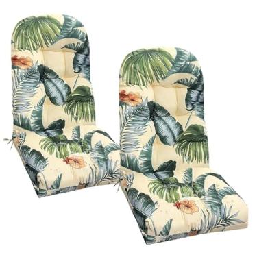 Imagem de UUluhao Conjunto de 2 almofadas para cadeira de ambiente externo à prova d'água com tufos, almofadas antiderrapantes espessas para assento de pátio 119 x 50 x 9,9 cm, Havaí