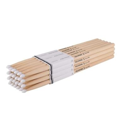 Imagem de AQJUNONG Baquetas de bateria, conjunto de pontas de nylon 5B para bateria acústica ou eletrônica, baquetas de bateria de bordo 5B para bateristas e iniciantes (12 pares)