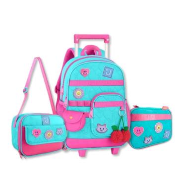 Imagem de Kit Escolar Juju Teofilo Mochila Rodinhas Lancheira e Estojo-Feminino
