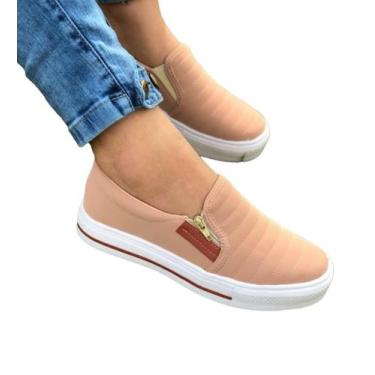 Imagem de Tênis Sapatênis Feminino Casual Sapatilha Slip On Com Zíper - ALIANÇA 