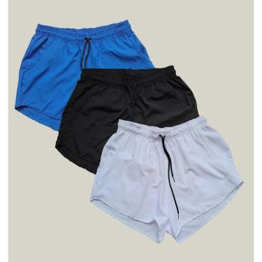 Imagem de Kit 3 Shorts Praia Feminino Elastano Premium WSS Azul Preto e Branco-Feminino